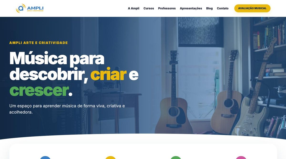 Tela do site: Ampli Arte e Criatividade