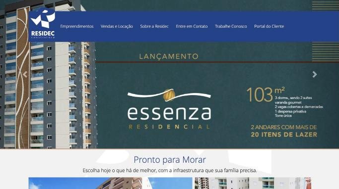 Tela do site: Residec
